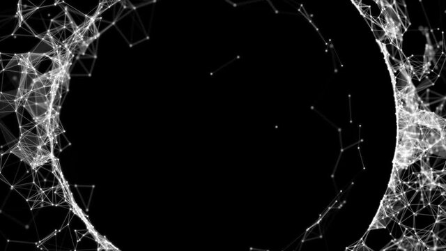 White geometric lines spreading in black background - graphics