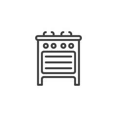 Gas stove line icon. linear style sign for mobile concept and web design. Kitchen oven outline vector icon. Symbol, logo illustration. Vector graphics
