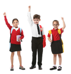 Fototapeta premium Happy little pupils on white background