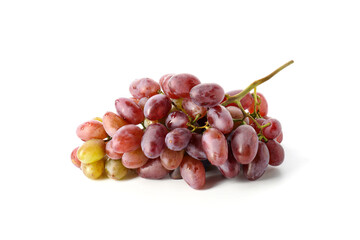 Ripe grapes on white background