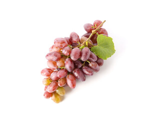 Ripe grapes on white background