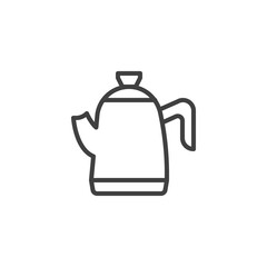 Coffee pot, kettle line icon. linear style sign for mobile concept and web design. Teapot outline vector icon. Symbol, logo illustration. Vector graphics