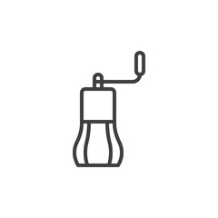 Hand coffee grinder line icon. linear style sign for mobile concept and web design. Pepper grinder outline vector icon. Symbol, logo illustration. Vector graphics