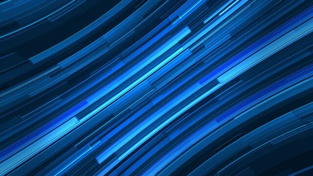 Overlapping blue curved bars sliding slowly diagonally in a seamless loop.