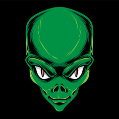 green alien head vector logo