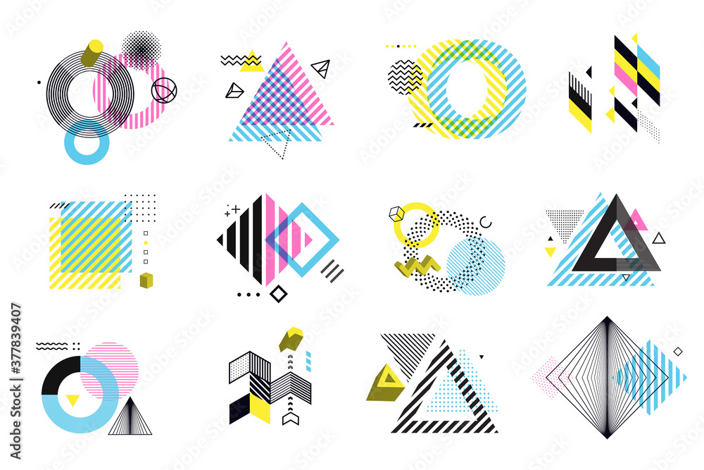 Poster set of modern abstract elements for graphic and web design. vector illustration concepts for social 