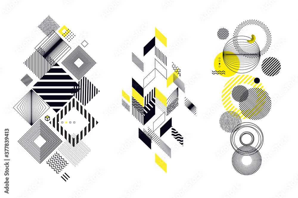 Aufkleber set of modern abstract elements for graphic and web design. vector illustration concepts for social 