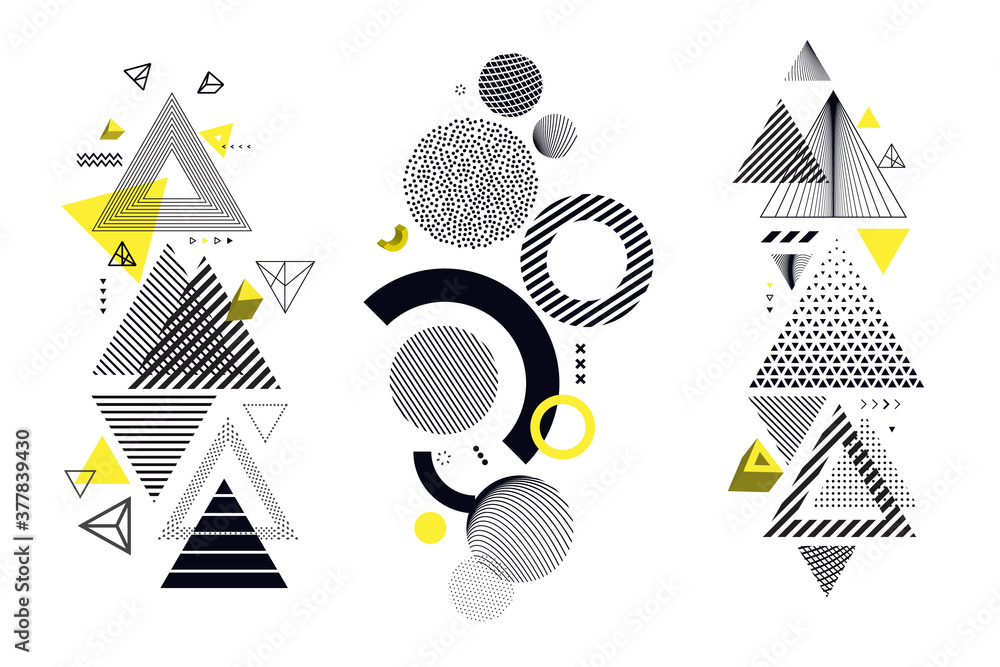 Poster set of modern abstract elements for graphic and web design. vector illustration concepts for social 