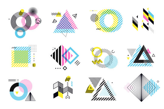 Set Of Modern Abstract Elements For Graphic And Web Design. Vector Illustration Concepts For Social Media Banners And Post, Business Presentation And Report Templates, Marketing Material, Print Design