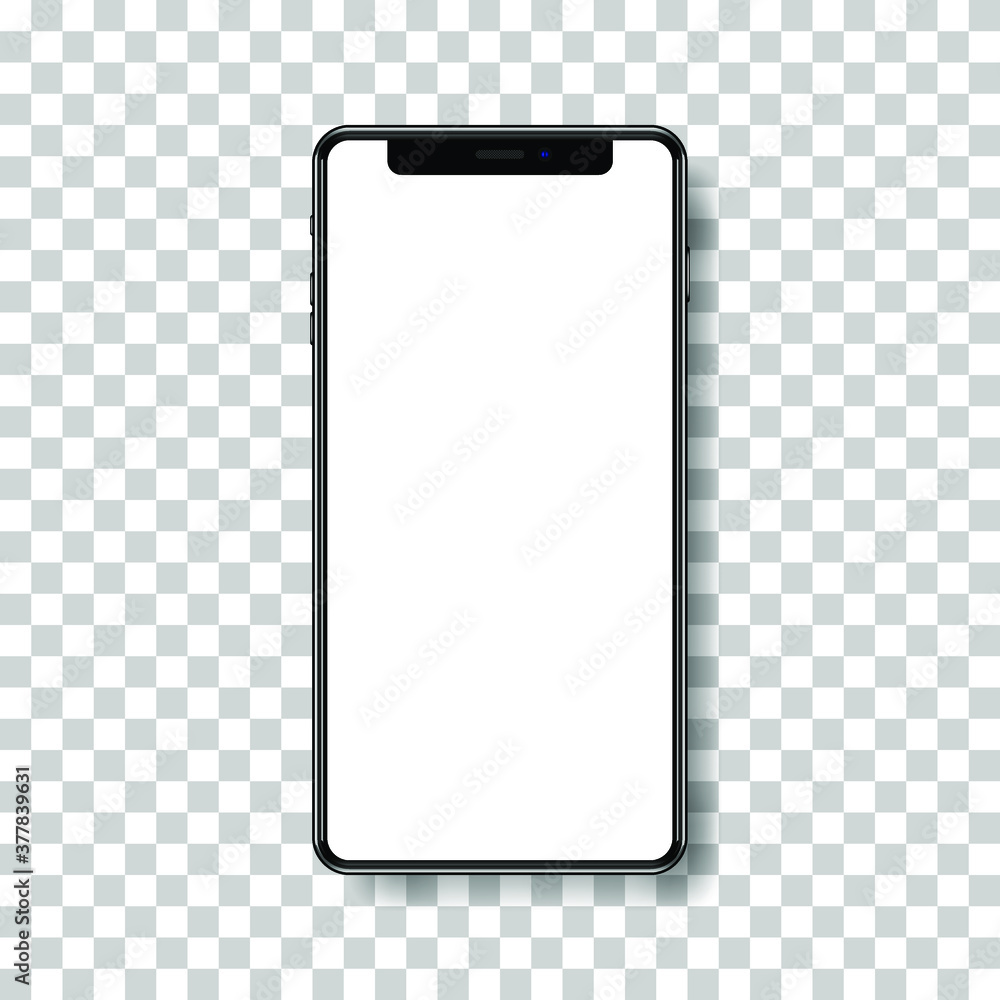Poster phone mockup with blank screen. back and front view on white background