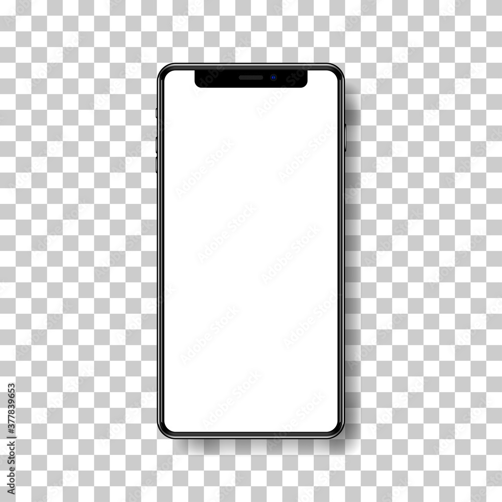 Poster high quality realistic trendy no frame smartphone with blank white screen. mockup phone for visual u