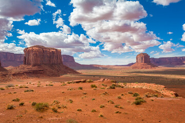 Famous red rocks of Monument Valley. Navajo Tribal Park landscape, USA