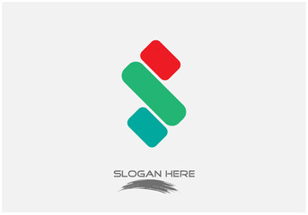 vector illustration of red green blue color creative capital alphabet letter S logo design isolated on white background