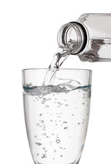 water bottle pour water to glass