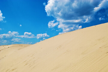 sand dunes with footprints and sky