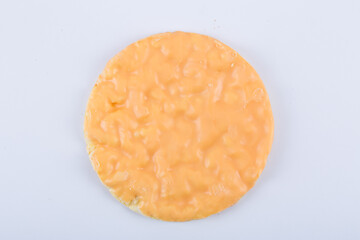 A flat round galette on white background. Delicious cookies