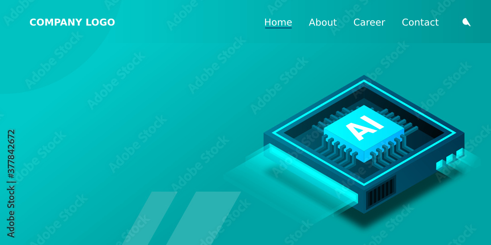Poster artificial intelligence, ai web banner, isometric cloud computing concept, data mining, isometric, n