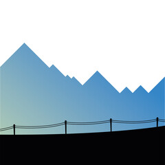 purple mountains and fence landscape vector design