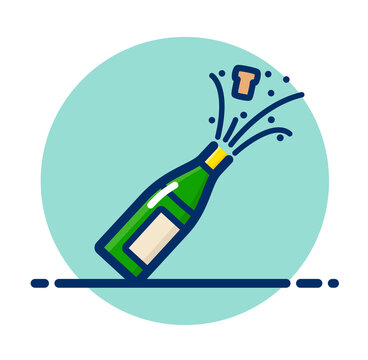 Vector champagne bottle color icon