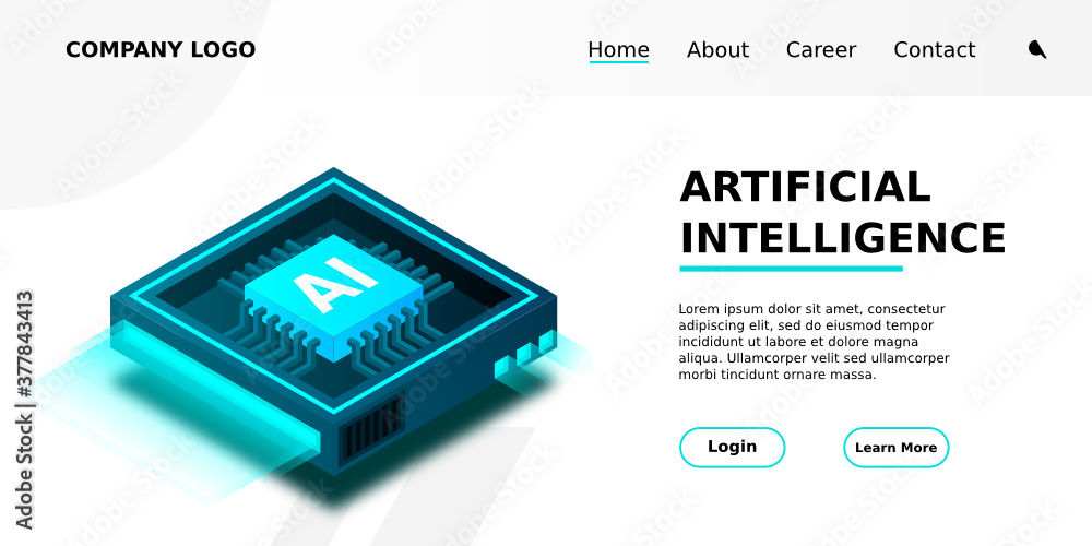 Poster artificial intelligence, ai web banner, isometric cloud computing concept, data mining, isometric, n