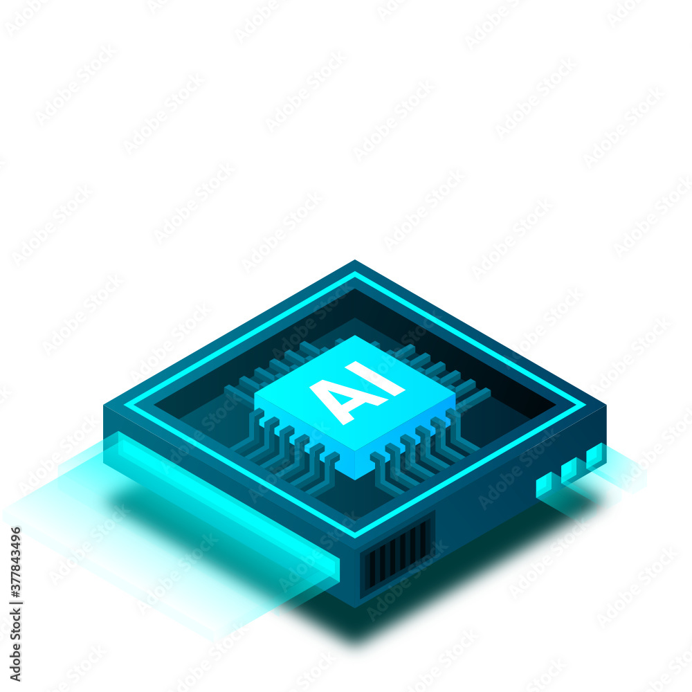 Poster artificial intelligence, ai web banner, isometric cloud computing concept, data mining, isometric, n