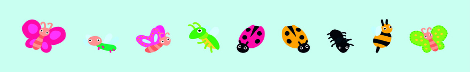 set of bee and bugs cartoon icon design template with various models. vector illustration