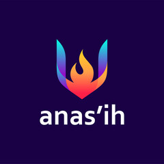 letter V with fire and water for refrigration logo design