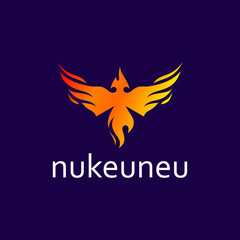 bird and fire for phoenix logo design