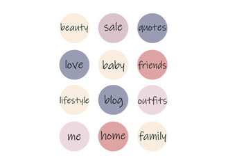 Highlights of Cover Stories with inscriptions, pastel colors