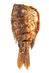 Fried fish isolated on a white background.