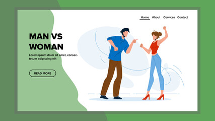 Man Vs Woman Fight Relationship Competition Vector