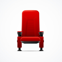 Realistic Detailed 3d Red Cinema Chair. Vector