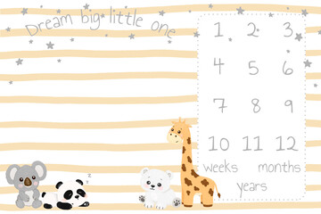 design for baby blanket, stars and cute little animals, baby animals, koala, giraffe, bear, panda	
