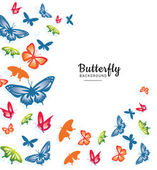 Flock of flying colored butterflies - Vector Illustration