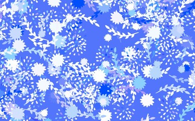 Light Pink, Blue vector doodle background with flowers