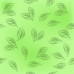seamless pattern with leaves green vector background