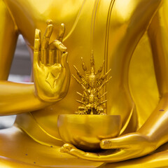 Golden Buddha hand Close-up,Golden Buddha Hand, Metal, Sculpture, Statue Gesturing