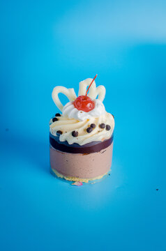 Sweet Cake On Blue Background
