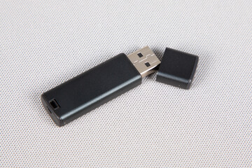 usb key flash drive black computer device technology on white background