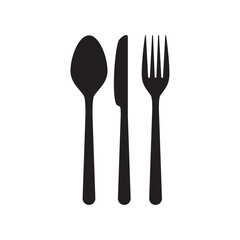 Cutlery knife, fork and spoon vector doodle icons. Isolate on white background.