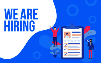 	
Job hiring and online recruitment concept with tiny people character. agency interview. select a resume process. template for web landing page, banner, social media. Vector illustration