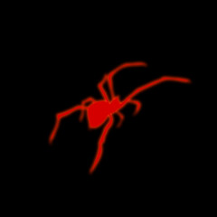 Fototapeta premium Creepy red fluorescent spider silhouette