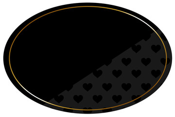 楕円形のフレーム　ブラック＆ゴールド　一部にハートパターン