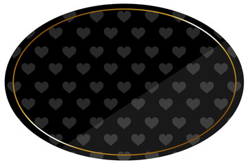 楕円形のフレーム　ブラック＆ゴールド　全面にハートパターン