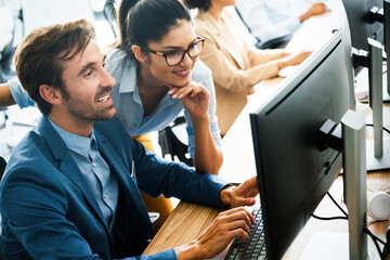 Programmer working in a software developing company