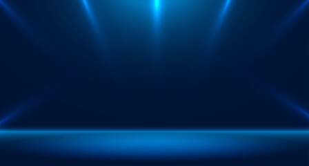 Blue empty room studio used for background and display of content design. banner for advertise product on website. Illustration design.