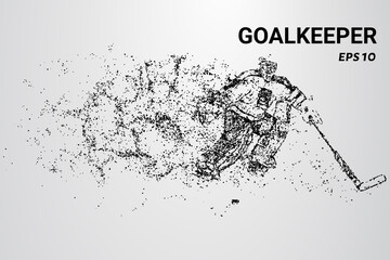 Hockey from the particles. The Goalkeeper consists of circles and dots. Hockey Goalkeeper crumbles into molecules.