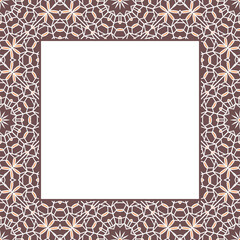 Oriental ornamental mosaic border. Arabic design for page decoration. Vector asian square frame