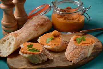 Squash puree (squash caviar) in a glass jar .Homemade caviar of vegetables 