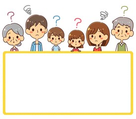 三世代家族　上半身　疑問　？　フレーム素材